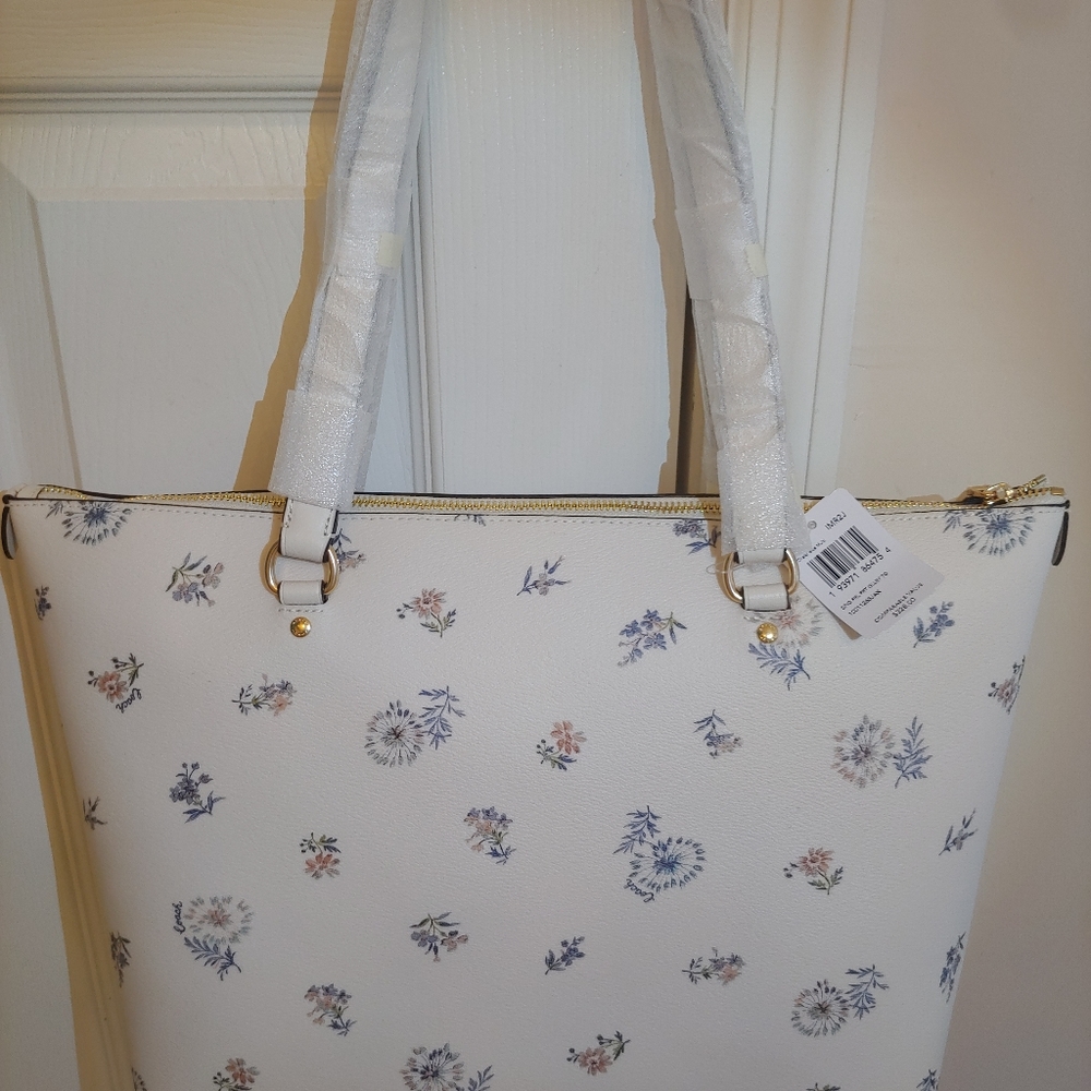 Coach Dandelion Floral Print Gallery Tote Im/Chalk - Picture 8 of 9